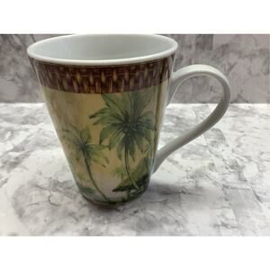 I. Godinger & Co Porcelain Tropical Palm Tree Scene Mug - 14 oz - Pre-owned